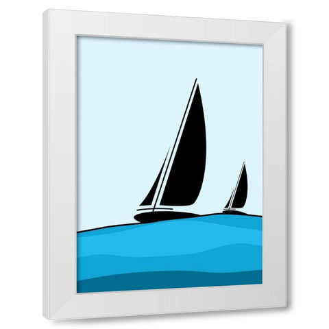 Sailing White Modern Wood Framed Art Print by Ayse