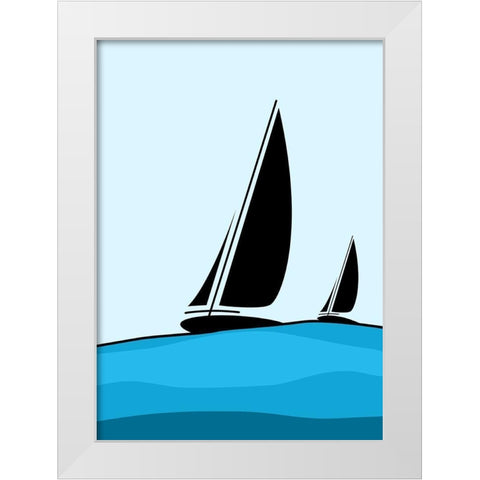 Sailing White Modern Wood Framed Art Print by Ayse