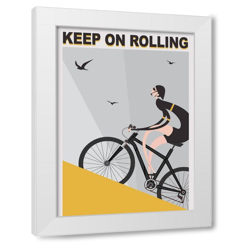 Keep On Rolling White Modern Wood Framed Art Print by Ayse