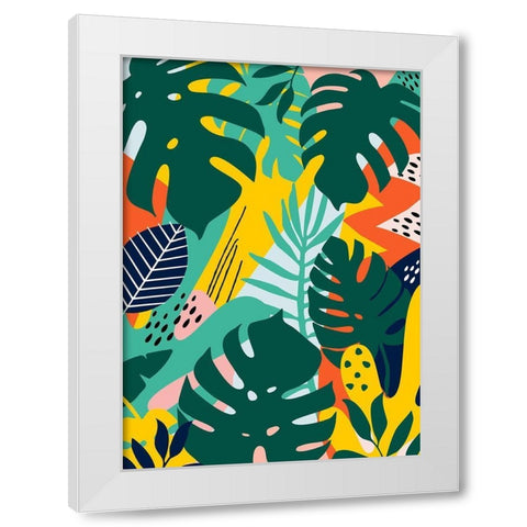 Tropical Leaves One White Modern Wood Framed Art Print by Ayse