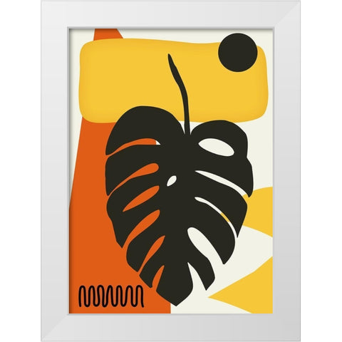 Tropical Leaves Two White Modern Wood Framed Art Print by Ayse
