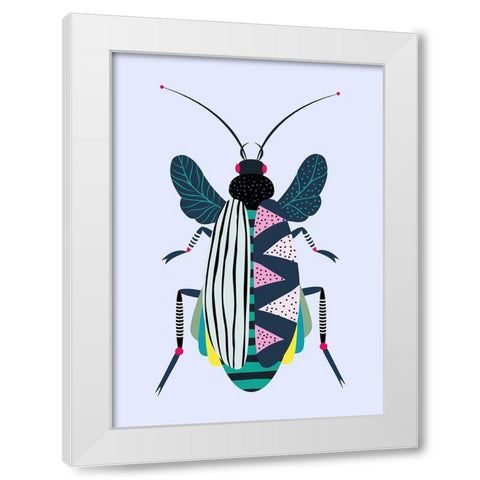 Beetle White Modern Wood Framed Art Print by Ayse