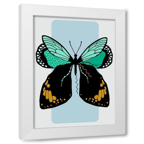 Butterfly White Modern Wood Framed Art Print by Ayse