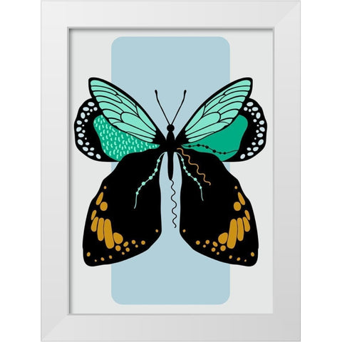 Butterfly White Modern Wood Framed Art Print by Ayse