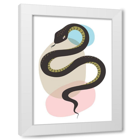 Snake White Modern Wood Framed Art Print by Ayse
