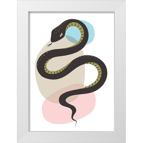 Snake White Modern Wood Framed Art Print by Ayse