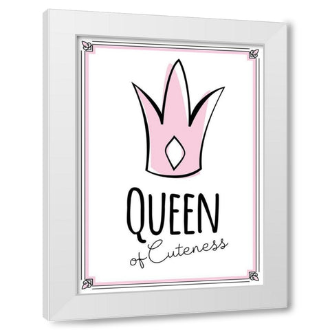 Queen of Cuteness White Modern Wood Framed Art Print by Ayse