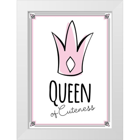 Queen of Cuteness White Modern Wood Framed Art Print by Ayse