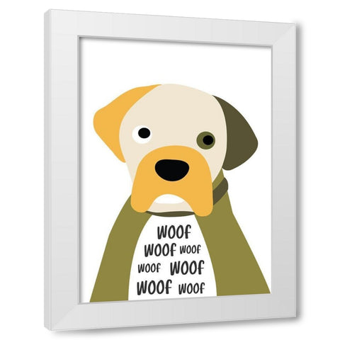 Woof White Modern Wood Framed Art Print by Ayse