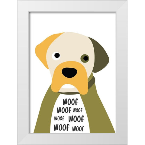 Woof White Modern Wood Framed Art Print by Ayse