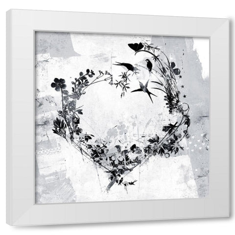 Floral Heart White Modern Wood Framed Art Print by Albers, Teis