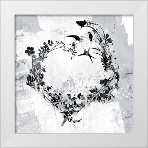 Floral Heart White Modern Wood Framed Art Print by Albers, Teis