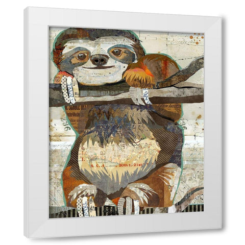 Sloth White Modern Wood Framed Art Print by Anderson, Traci