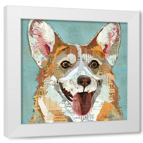 Corgi White Modern Wood Framed Art Print by Anderson, Traci