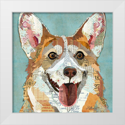 Corgi White Modern Wood Framed Art Print by Anderson, Traci