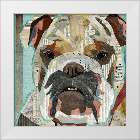English Bulldog White Modern Wood Framed Art Print by Anderson, Traci