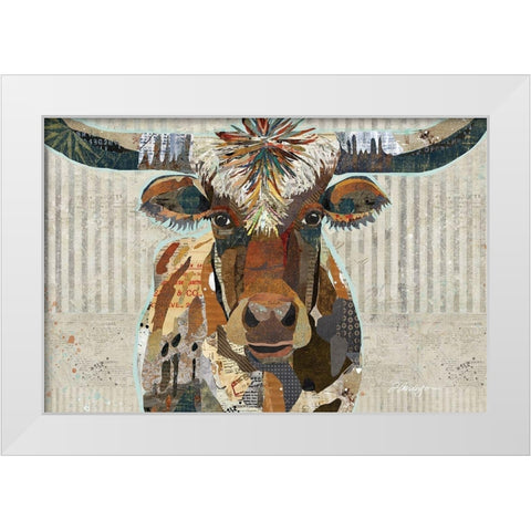 Longhorn White Modern Wood Framed Art Print by Anderson, Traci