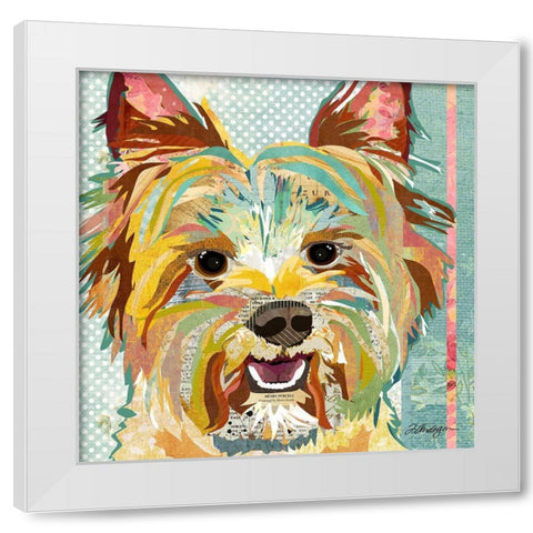 Yorkie White Modern Wood Framed Art Print by Anderson, Traci
