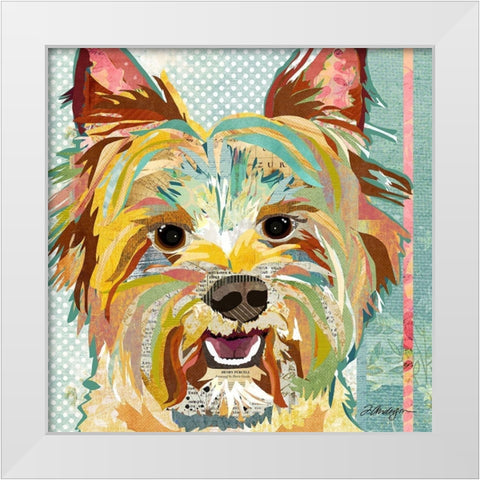 Yorkie White Modern Wood Framed Art Print by Anderson, Traci