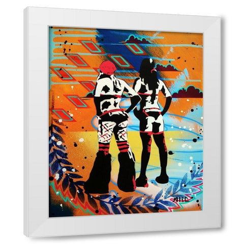 Burner Girls White Modern Wood Framed Art Print by AbcArtAttack