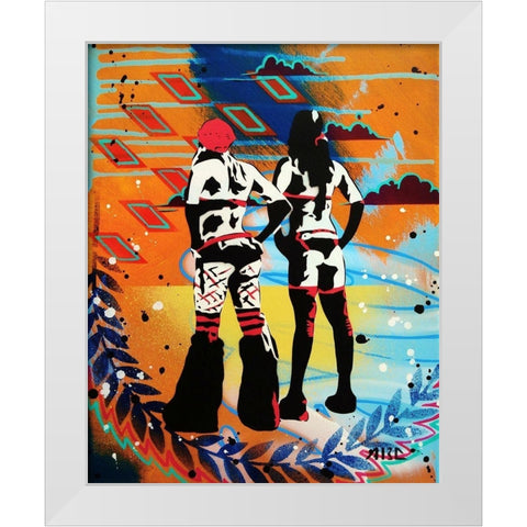 Burner Girls White Modern Wood Framed Art Print by AbcArtAttack