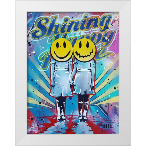 Shining Happy People White Modern Wood Framed Art Print by AbcArtAttack