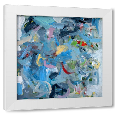 Prussian Blue White Modern Wood Framed Art Print by Apperlo, Mila