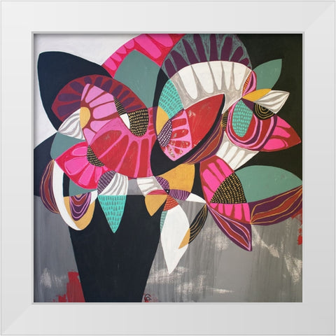 Paper Flowers White Modern Wood Framed Art Print by Avila, Gabriela