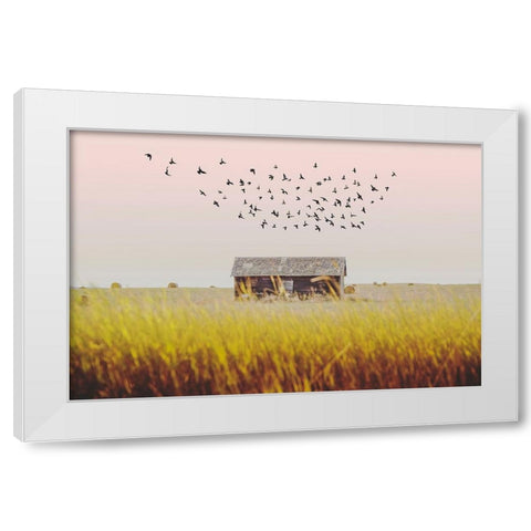 Harvest Barn White Modern Wood Framed Art Print by Annie Bailey Art