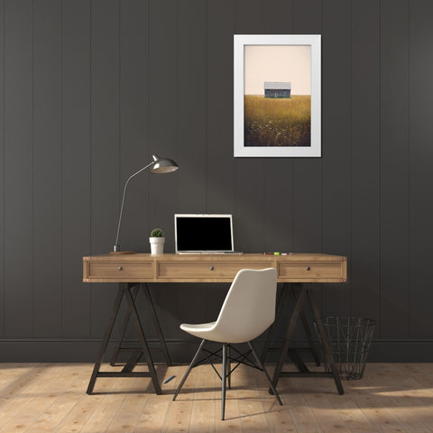 Music For Silence White Modern Wood Framed Art Print by Annie Bailey Art