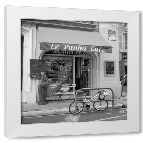 le Panini Cafe White Modern Wood Framed Art Print by Blaustein, Alan