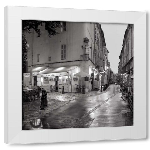 Carrefour Bistro White Modern Wood Framed Art Print by Blaustein, Alan