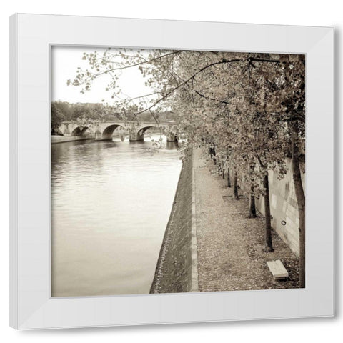 Sepia-Promenade Seine - 2 White Modern Wood Framed Art Print by Blaustein, Alan