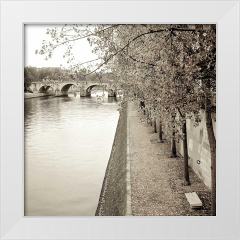 Sepia-Promenade Seine - 2 White Modern Wood Framed Art Print by Blaustein, Alan
