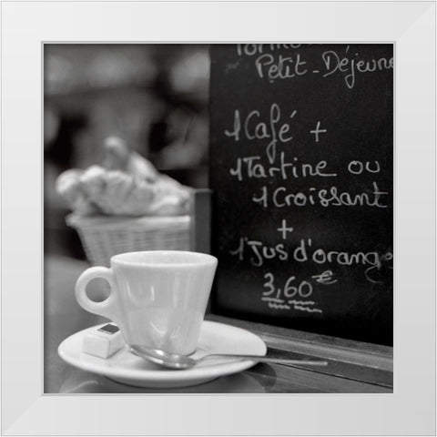 Cafe, Champs-Elysees - 31 White Modern Wood Framed Art Print by Blaustein, Alan
