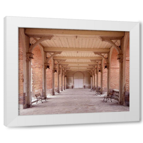 Bancs de Jardin - 1 White Modern Wood Framed Art Print by Blaustein, Alan