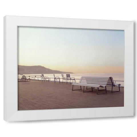 Banc de Jardin - 5 White Modern Wood Framed Art Print by Blaustein, Alan
