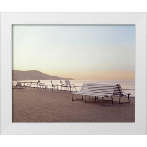 Banc de Jardin - 5 White Modern Wood Framed Art Print by Blaustein, Alan