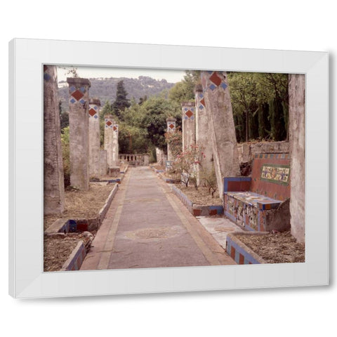 Banc de Jardin - 8 White Modern Wood Framed Art Print by Blaustein, Alan