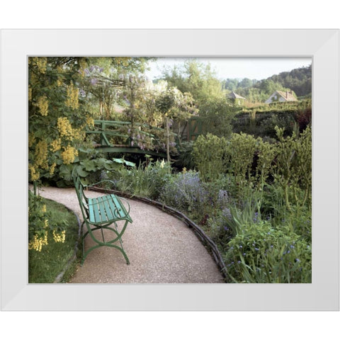 Banc de Jardin - 25 White Modern Wood Framed Art Print by Blaustein, Alan