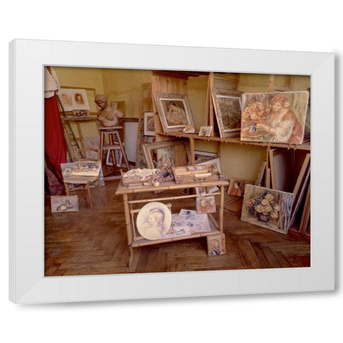 Banc de Jardin - 30 White Modern Wood Framed Art Print by Blaustein, Alan