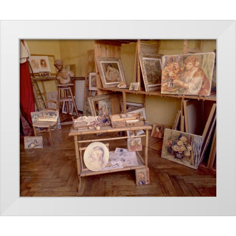 Banc de Jardin - 30 White Modern Wood Framed Art Print by Blaustein, Alan