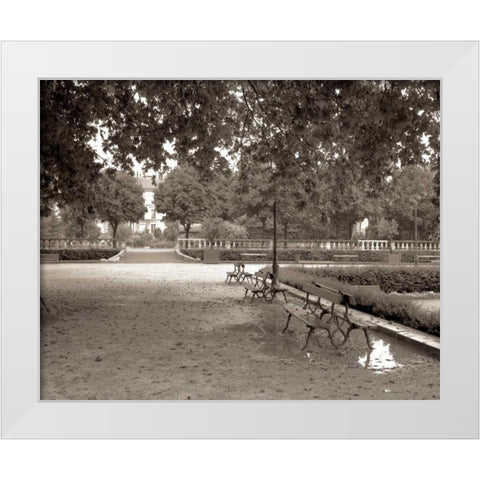Banc de Jardin - 41 White Modern Wood Framed Art Print by Blaustein, Alan