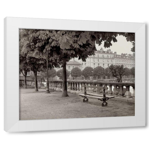 Banc de Jardin - 42 White Modern Wood Framed Art Print by Blaustein, Alan