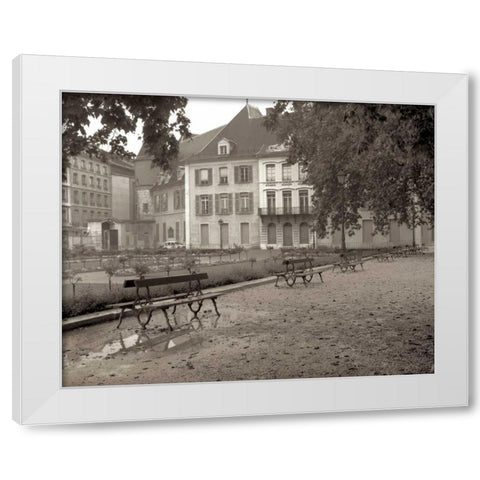 Banc de Jardin - 43 White Modern Wood Framed Art Print by Blaustein, Alan