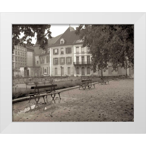 Banc de Jardin - 43 White Modern Wood Framed Art Print by Blaustein, Alan