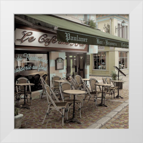 Le Cafe des Arts White Modern Wood Framed Art Print by Blaustein, Alan