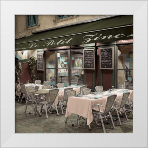 Le Petit Zinc Cafe White Modern Wood Framed Art Print by Blaustein, Alan