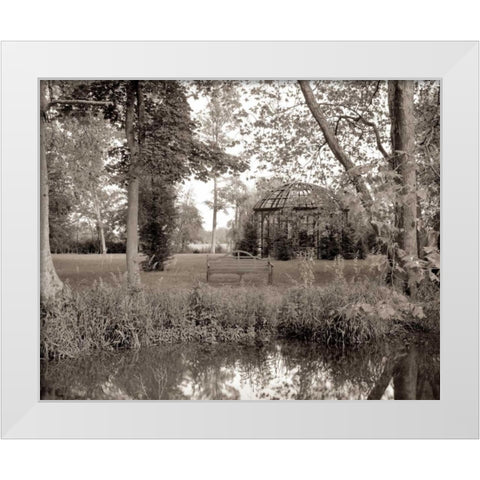 Banc de Jardin - 59 White Modern Wood Framed Art Print by Blaustein, Alan