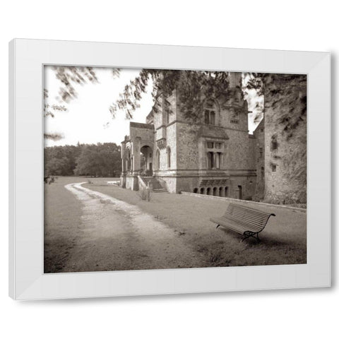 Banc de Jardin - 60 White Modern Wood Framed Art Print by Blaustein, Alan